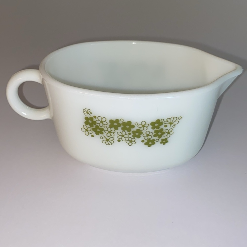Vintage Pyrex Gravy Boat, Corelle Compatible, Spring Blossom Pattern Green&White - Picture 4 of 5